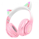 Навушники бездротові з котячими вушками та LED підсвічуванням Hoco W42 Cat Ear Bluetooth TF-карта AUX Рожеві з білим - зображення 1