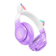 Навушники бездротові з котячими вушками та LED підсвічуванням Hoco W42 Cat Ear Bluetooth TF-карта AUX Фіолетові з білим - зображення 2