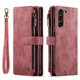 Чехол-кошелек CaseMe Retro Leather с манитом и ремешком для Samsung S23 Plus Бордовый - изображение 1