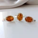 Серебряный комплект кольца и серьги с янтарем 925 пробы 19,5 размер - изображение 1