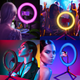 Набор блогера 5в1 Кольцевая разноцветная лампа 45см RGB Selfie Ring light со штативом 2метра, микрофон петличка, монопод трипод и пульт управления камерой - изображение 10