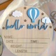 Дерев'яна метрика для новонародженого Hello world повітряна куля 15см - изображение 3