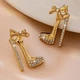 Женские сережки бижутерия "Туфельки" jewelry Золотистые - изображение 3