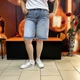 Шорты женские джинсовые багги стрейч 32 голубой - изображение 4