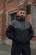 Мужской спортивный костюм Windrunner ветровка и штаны из влагостойкой ткани серо-чёрный/3XL - изображение 7