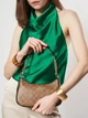 Сумка багет седло женская из натуральной кожи средняя Coach Teri Shoulder Bag In Signature Canvas khaki/black BG-COA-90 Коричневая (195031572760) - изображение 2