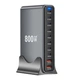 Зарядна станція багатопортова ILEPO 800W на 2 USB + 8 Type-C / мережевий мультизарядний пристрій Black (19022) - зображення 1