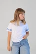 Вишиванка для дівчинки Piccolo Тадея біла футболка з блакитною вишитою вставкою (бавовна) | Розмір 116 - изображение 3