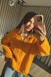 Вязанный свитер с молнией женский QU STYLE Оранжевый (TK231078 orange Универсальный (S-M-L)) - изображение 5