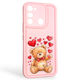 Чехол силиконовый оригинальный Soft Touch с 3D принтом милый мишка для TECNO Spark Go 2022 (KG5m) розовый (Полная защита камеры) - изображение 1