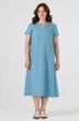 Лляна сукня з коротким рукавом та кишенями для великих фігур (Plus size) Альма. Блакитний, р.48, код 0478/48/1201 - изображение 4