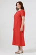 Лляна сукня з коротким рукавом та кишенями для великих фігур (Plus size) Альма. Червоний, р.58, код 0478/58/1197 - зображення 4