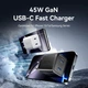 Сетевое зарядное устройство Vention FEFW0 EU White 45 Вт GaN 2 x USB C Power Delivery 3.0 QC 3.0 - изображение 2