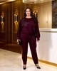 Нарядный трикотажный женский костюм 56/58 бордовый - изображение 1