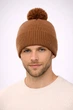 Зимняя шапка с помпоном на флисе (one-size) Коричневый - изображение 1