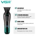 Аккумуляторный триммер для стрижки волос VGR V-998 для бороды и усов с LED-дисплеем Green - изображение 4