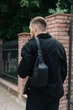 Сумка слінг Grand Чорний гладка чоловіча крос боді через плече міська на блискавці регульований ремінь компактна для телефону документів ключів гаманця - зображення 6