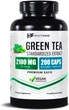 Добавка преміум-класу екстракт зеленого чаю антиоксидантна підтримка Healthfare Green Tea Extract 2100mg 200 капсул - зображення 1