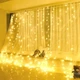 Светодиодная гирлянда штора 600 LED, 3x3м, 220В, прозрачный провод, статический режим, IP44, Теплый белый - изображение 1