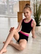 Удлиненный топ и шорты для гимнастики Lyusi черный с малиновым рост 140 - изображение 1