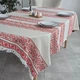 Українська жакардова скатертина Ototextile "Весняна пісня" розмір 160*220см; орнамент червоно-оливковий 229 1/1 С - изображение 3