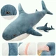 Дитяча плюшева іграшка подушка антистрес Shark Doll "Акула" 60 см, з гіпоалергенних матеріалів, вишита - зображення 4