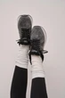 Женские зимние кроссовки PARADIZE SHOES из темно-серой замши с черной меховой опушкой на белой подошве 37 размер (стелька 24 см) - изображение 4