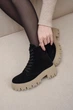 Женские зимние замшевые ботинки PARADIZE SHOES черного цвета с боковой молнией и шнуровкой на высокой подошве 36 размер (стелька 23 см) - изображение 5