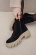 Женские зимние замшевые ботинки PARADIZE SHOES черного цвета с боковой молнией и шнуровкой на высокой подошве 36 размер (стелька 23 см) - изображение 7