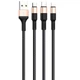 Кабель USB Hoco X26 3 в 1 Micro-USB для зарядки и передачи данных 1 м 2A нейлоновая оплетка - изображение 1