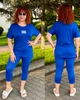 Трикотажный летний женский костюм больших размеров с принтом Синий, 48/50 - изображение 5