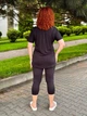 Трикотажный летний женский костюм больших размеров с принтом Черный, 48/50 - изображение 2