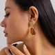 Сережки женские вечерние с камнями золотистые 260141 - изображение 5