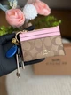 Картхолдер ключниця рожева coach маленький гаманець візитниця натуральна шкіра + подарункове пакування - зображення 4