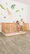 Детская деревянная кровать-манеж от Busy Wood «Оазис» с высокими бортиками, 200×90 см, Натуральное дерево+Белый - изображение 4