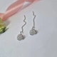 Серебряные серьги протяжки Сердце с Белыми камнями серебро 925 пробы Родированное 2731r 1.60г - изображение 1