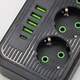 Удлинитель на 3 розетки, сетевой фильтр Power Socket с USB-C, 1.8 метра, Черный - изображение 7