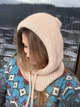 Капор жіночий вʼязаний крупної пряжі Zefur One size бежевий - зображення 4