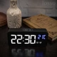 Часы настольные электронные зеркальные Losso Premium (BT) с LED подсветкой и термометром (черные), будильник - изображение 3