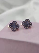 Серебряные серьги 925 пробы в стиле Van Cleef (Ван Клиф) клевер с синими камушками (ЛПЧ-4021) - изображение 3