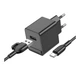Зарядний пристрій для телефону Borofone BAS11A 1хUSB 10.5W (5V/2.1A) зі знімним кабелем USB to Type-C 1 метр Black - зображення 1