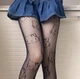 Напівпрозорі милі колготки чорного кольору з принтом Hello Kitty у стилі Y2K One size - зображення 2
