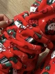 Теплые флисовые брюки Хэллоу Китти новогодние унисекс | Широкие брюки Hello Kitty красные с принтом M-L - изображение 2