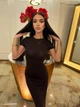 Эластичное платье макси коричневого цвета 36539 42/44 - изображение 2