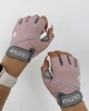 Женские спортивные перчатки SportPro для фитнеса с антискользящими накладками Безпалые Тренировочные M Серо-розовые (6600M) - изображение 7