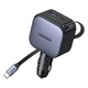 Автомобільний зарядний пристрій Ugreen EC603 висувний кабель USB-C + USB-C + USB-A 90W PD 3.0 QC 3.0 70 см Темно-сірий (55909) - зображення 1