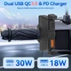 Тонкая USB мотозарядка на руль QC3.0+PD с SAE кабелем предохранителем кнопкой - изображение 3
