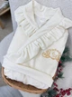 Женский халат Family Tradition трикотажный велюр с оборками и вышивкой 4XL айвори Госпожа - изображение 3