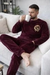 Мужская пижама с вышивкой Family Tradition велюр с вышивкой S бордовая Лавровый венок - изображение 3