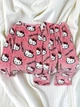 Мягкая плюшевая пижама Hello Kitty в персиковом цвете – теплый флисовый комплект унисекс с длинным рукавом для сна и дома с Хелло Китти Штаны+Кофта Xs-S Персиковый - изображение 4